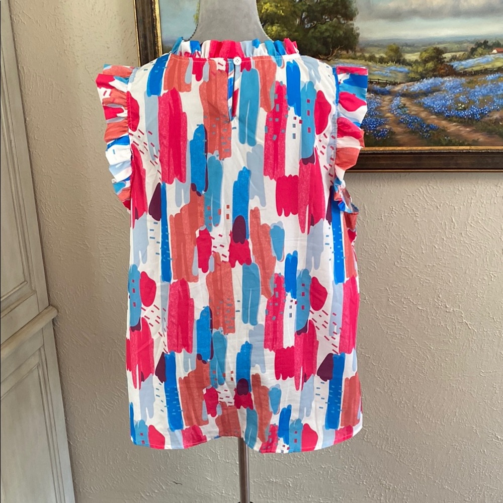 Colorful Ruffle Sleeve Blouse - Picture 4 of 4